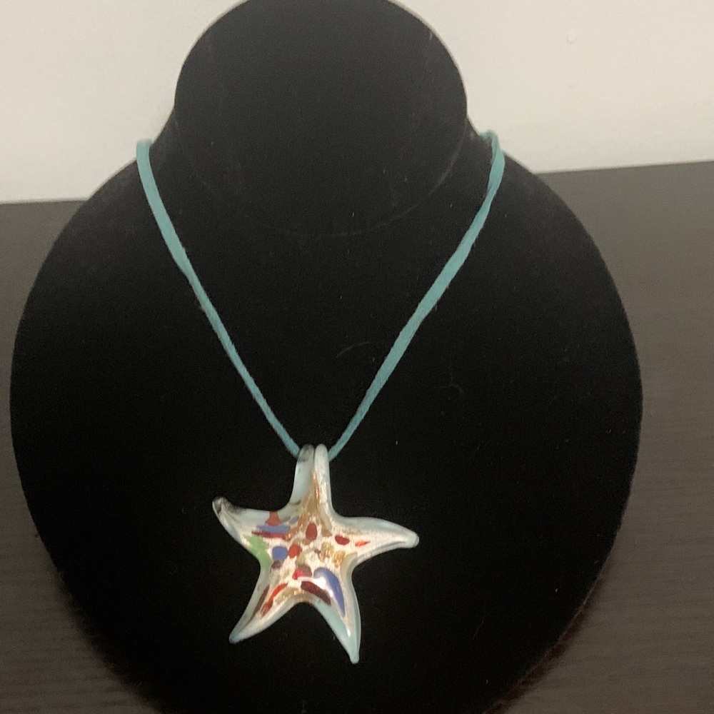 Colorful Glass Starfish Pendant Necklace